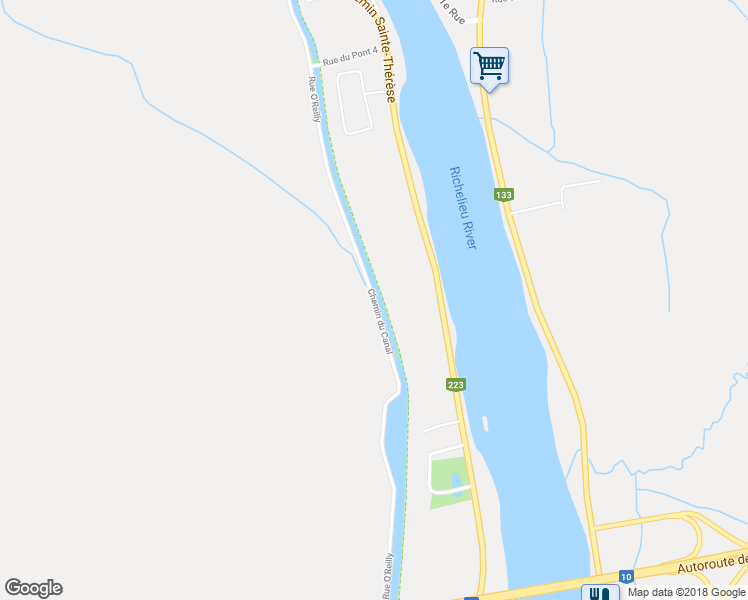 map of restaurants, bars, coffee shops, grocery stores, and more near Chemin du Canal in Chambly