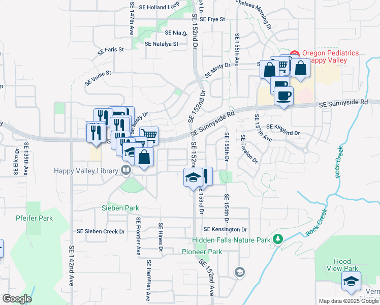 map of restaurants, bars, coffee shops, grocery stores, and more near 15085 Southeast Elm Park Drive in Clackamas