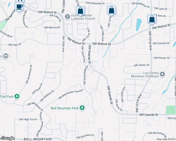 map of restaurants, bars, coffee shops, grocery stores, and more near 13045 Southwest Princeton Lane in Tigard