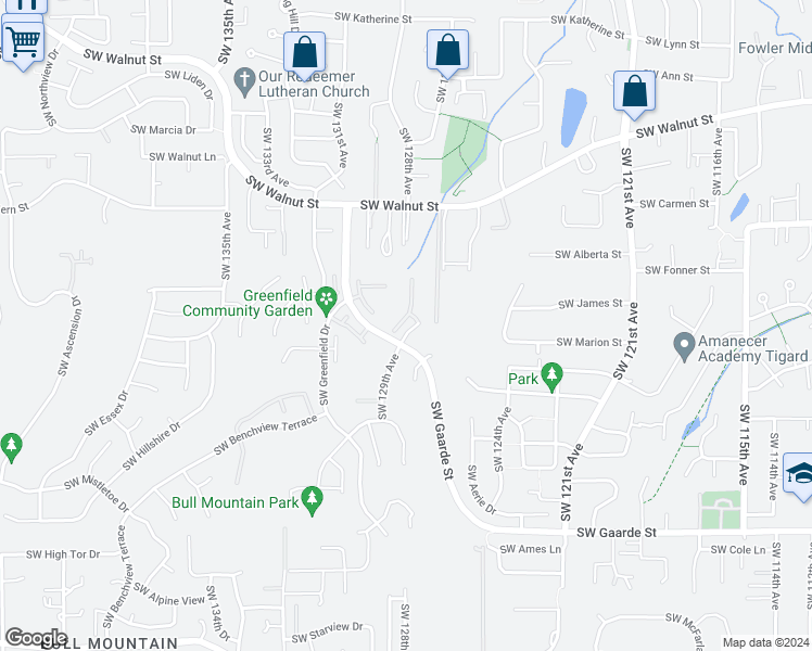 map of restaurants, bars, coffee shops, grocery stores, and more near 13200 Southwest Raptor Place in Portland