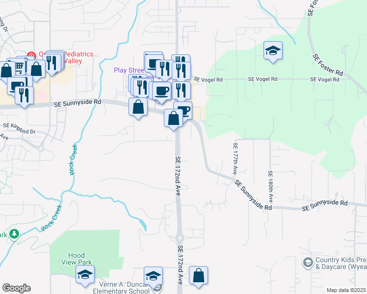map of restaurants, bars, coffee shops, grocery stores, and more near 13560 Greenwood Court in Clackamas