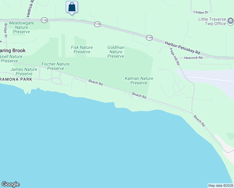 map of restaurants, bars, coffee shops, grocery stores, and more near 893 Beach Road in Harbor Springs
