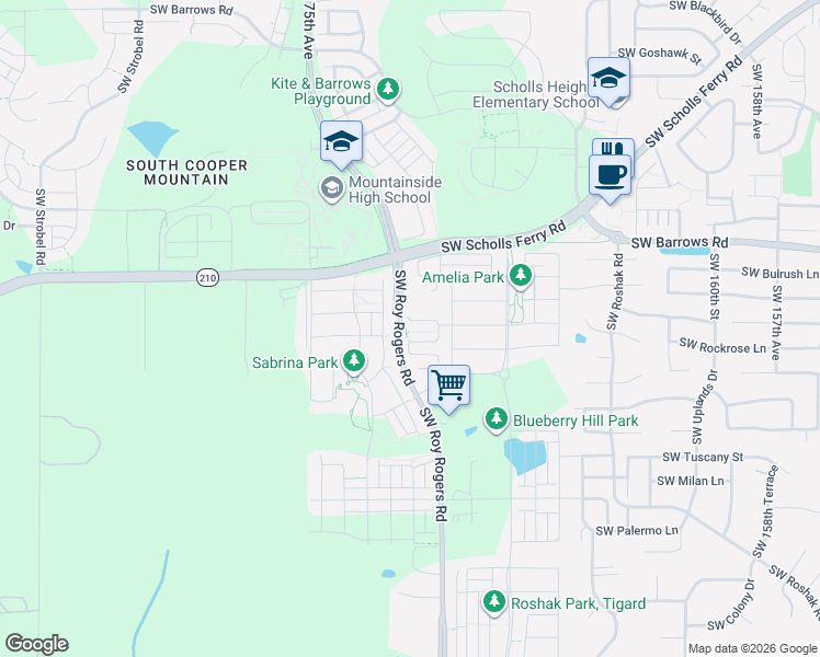 map of restaurants, bars, coffee shops, grocery stores, and more near 17168 Southwest Snowdale Street in Beaverton