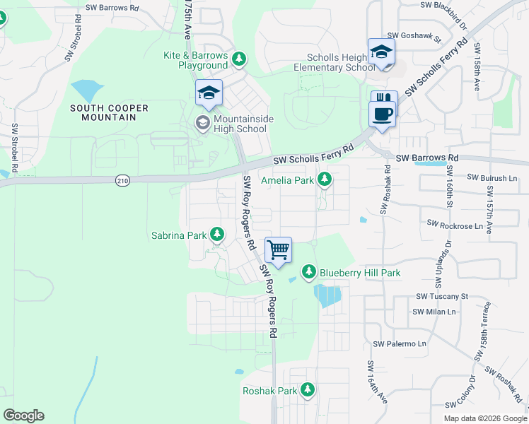 map of restaurants, bars, coffee shops, grocery stores, and more near 17126 Southwest Snowdale Street in Sherwood