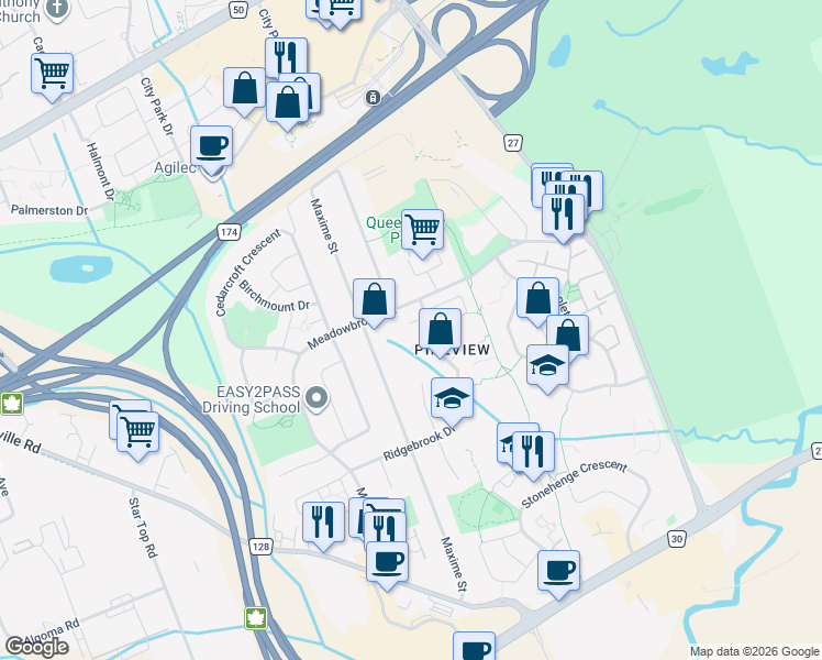 map of restaurants, bars, coffee shops, grocery stores, and more near in Ottawa
