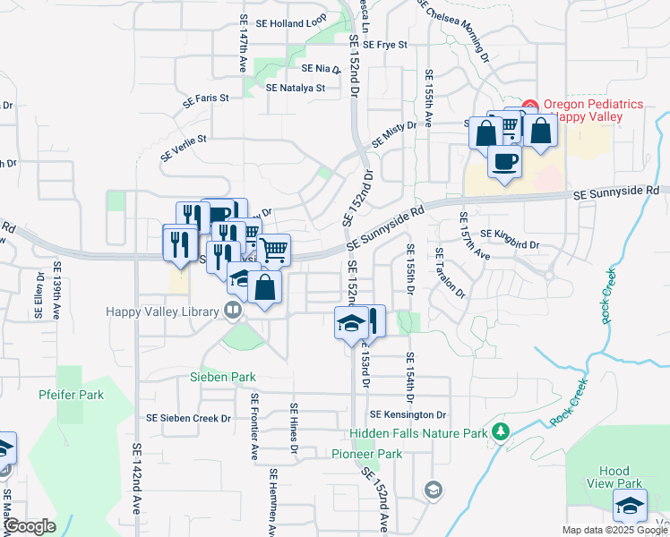 map of restaurants, bars, coffee shops, grocery stores, and more near 15085 Southeast Elm Park Drive in Clackamas