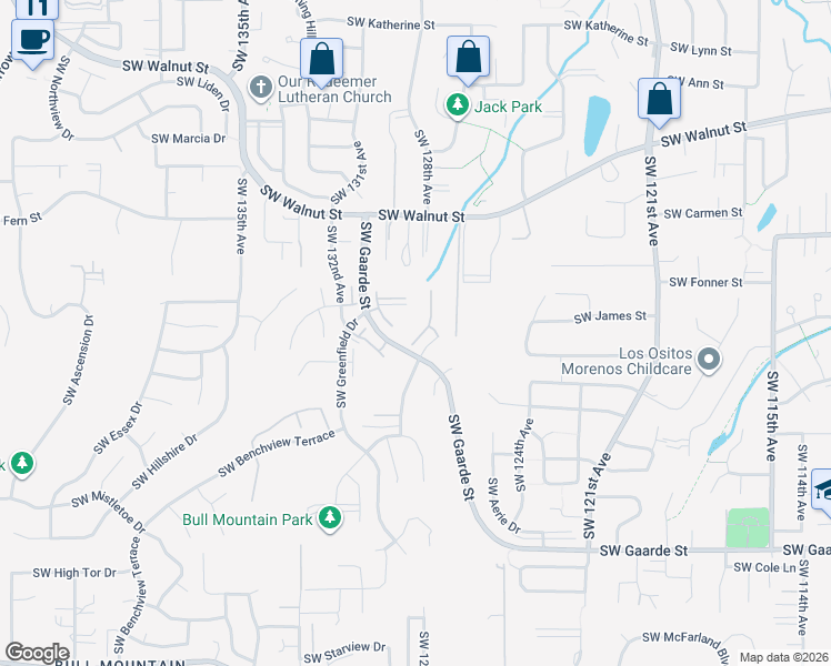 map of restaurants, bars, coffee shops, grocery stores, and more near 13195 Southwest Raptor Place in Tigard