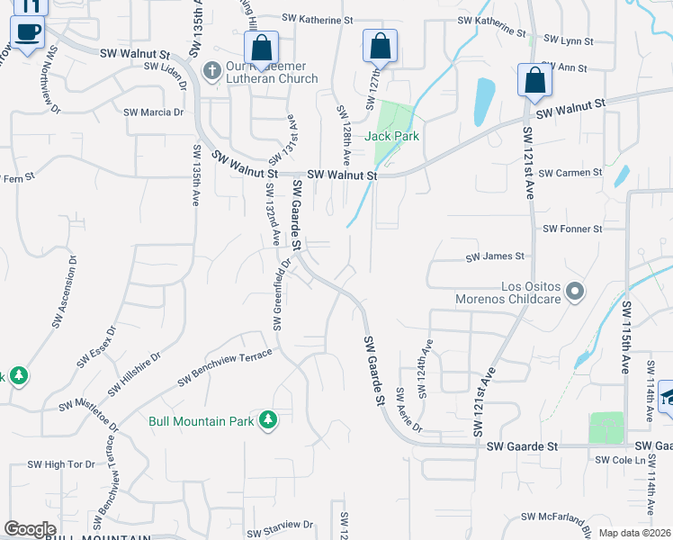 map of restaurants, bars, coffee shops, grocery stores, and more near 13193 Southwest Raptor Place in Tigard