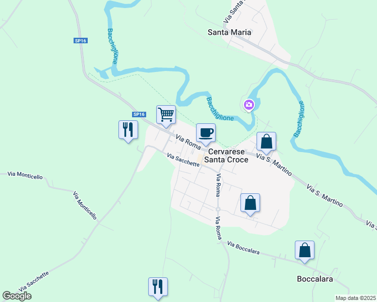 map of restaurants, bars, coffee shops, grocery stores, and more near 3b Piazza don Rino Brasola in Cervarese Santa Croce