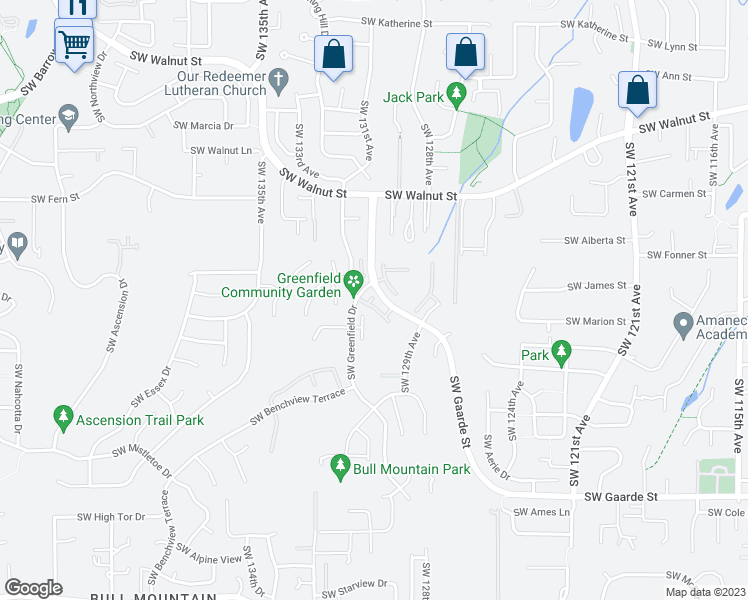 map of restaurants, bars, coffee shops, grocery stores, and more near 13086 Southwest Worchester Place in Tigard