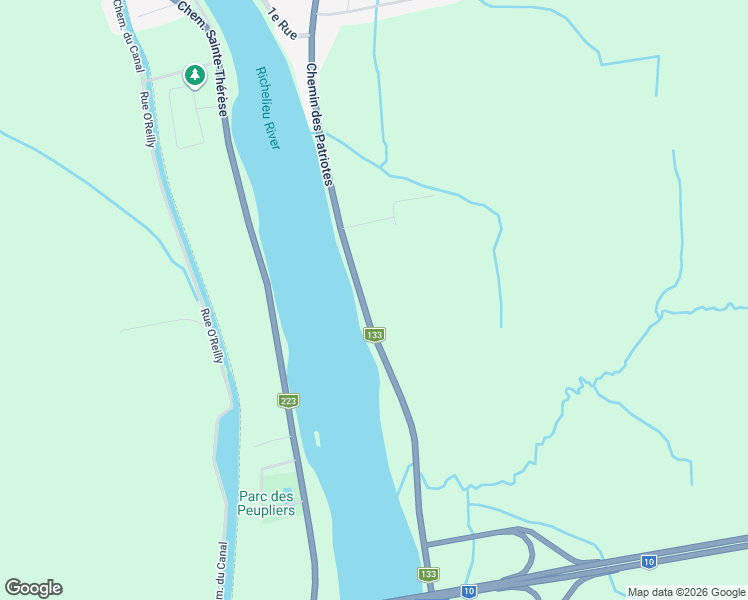 map of restaurants, bars, coffee shops, grocery stores, and more near 2186 Chemin des Patriotes in Richelieu