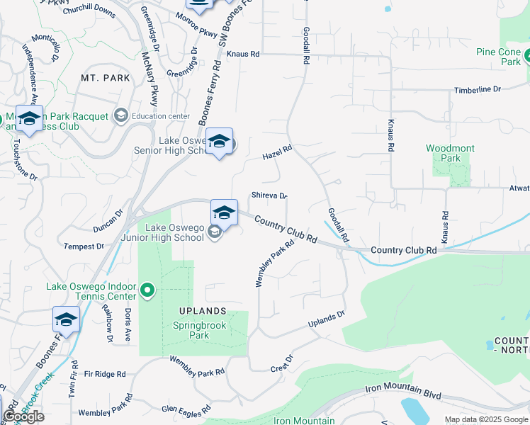 map of restaurants, bars, coffee shops, grocery stores, and more near 13931 Southwest Shireva Court in Lake Oswego