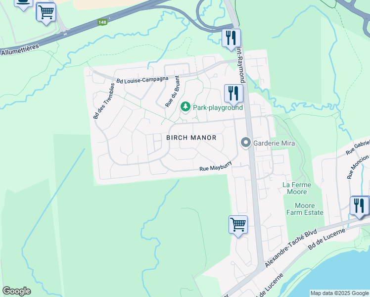 map of restaurants, bars, coffee shops, grocery stores, and more near 73 Rue du Geai Bleu in Gatineau