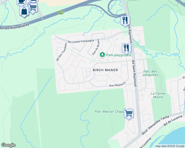 map of restaurants, bars, coffee shops, grocery stores, and more near 218 Boulevard des Trembles in Gatineau
