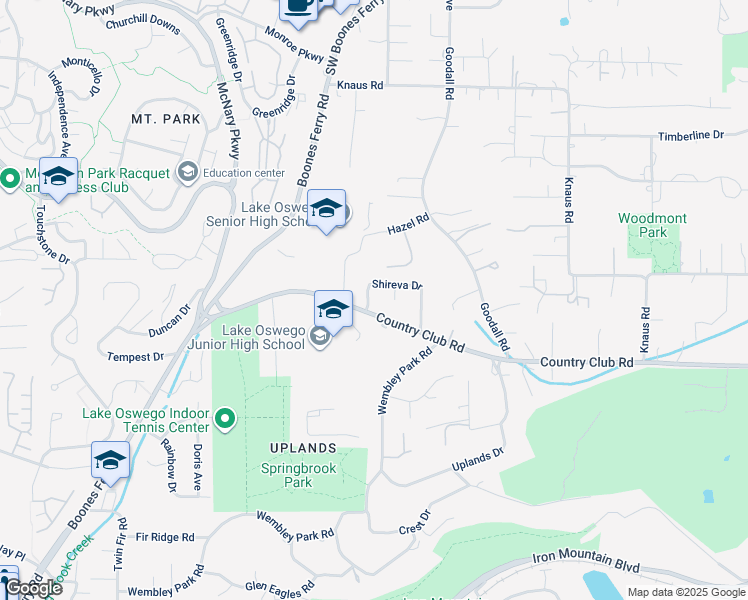 map of restaurants, bars, coffee shops, grocery stores, and more near 13931 Southwest Shireva Court in Lake Oswego