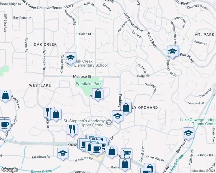 map of restaurants, bars, coffee shops, grocery stores, and more near 4605 Chelsea Lane in Lake Oswego