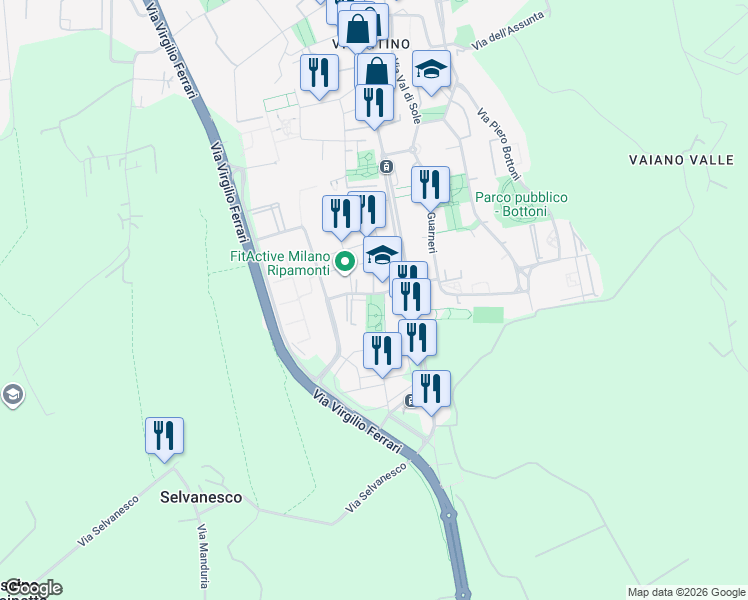 map of restaurants, bars, coffee shops, grocery stores, and more near 7 Via Fra Riccardo Pampuri in Milano