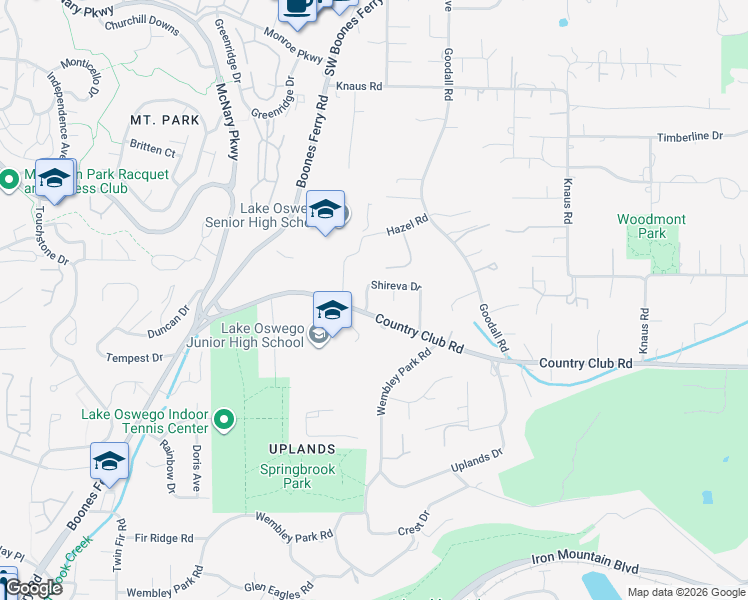 map of restaurants, bars, coffee shops, grocery stores, and more near 13931 Southwest Shireva Court in Lake Oswego
