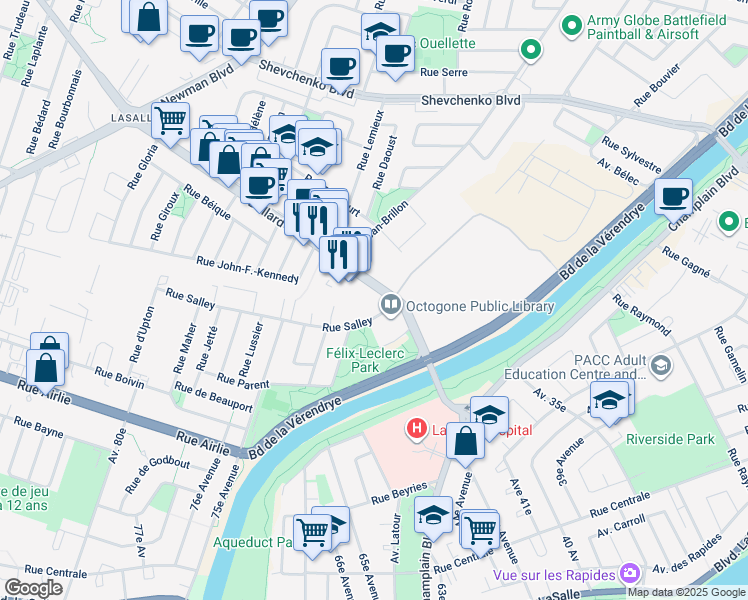 map of restaurants, bars, coffee shops, grocery stores, and more near in Montreal
