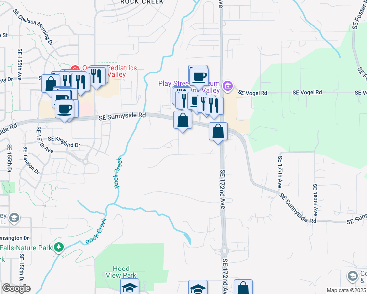 map of restaurants, bars, coffee shops, grocery stores, and more near 16900 Southeast Stonybrook Court in Happy Valley