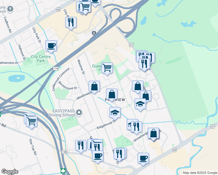 map of restaurants, bars, coffee shops, grocery stores, and more near in Ottawa