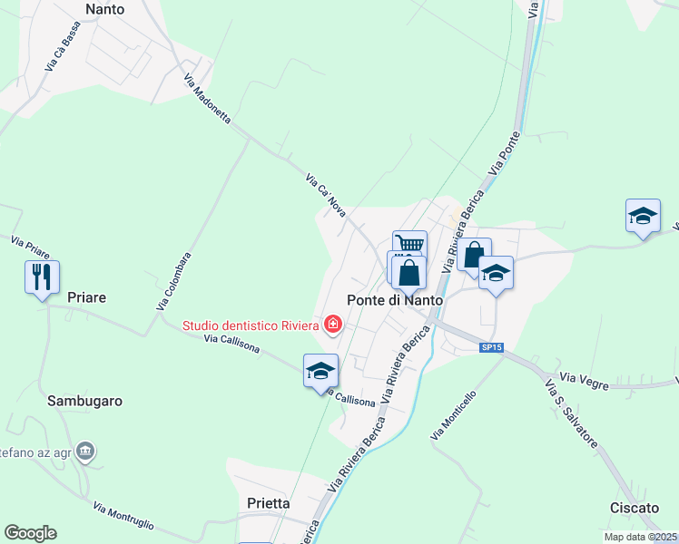 map of restaurants, bars, coffee shops, grocery stores, and more near 8 Via XXV Aprile in Provincia di Vicenza