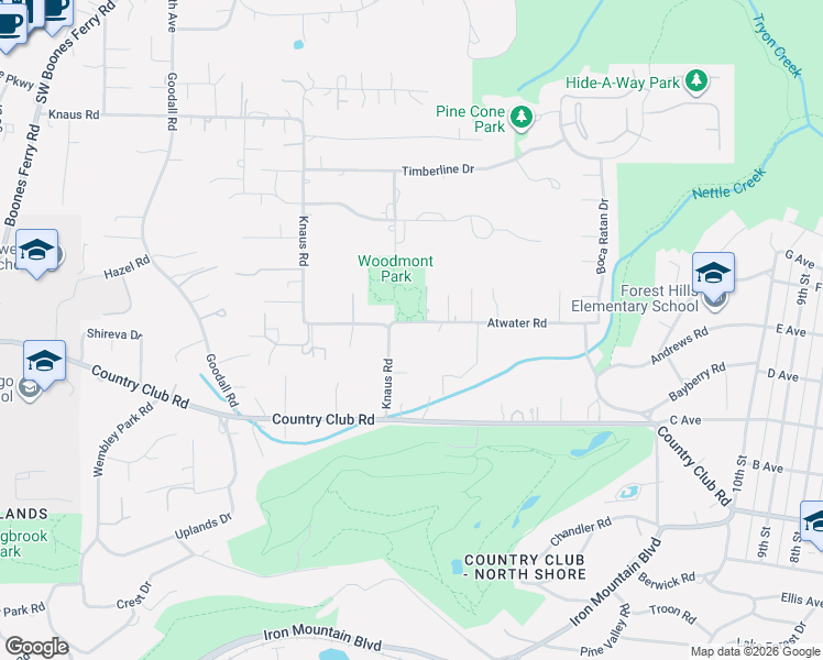 map of restaurants, bars, coffee shops, grocery stores, and more near 1050 Atwater Road in Lake Oswego