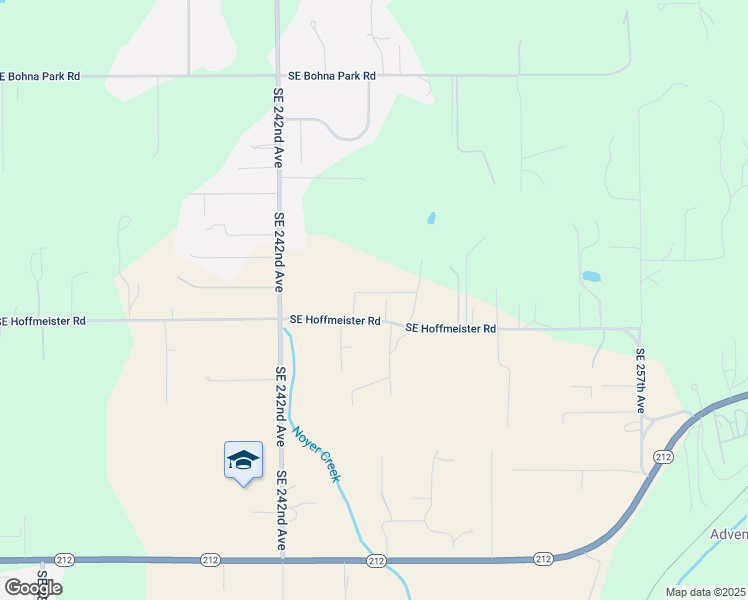 map of restaurants, bars, coffee shops, grocery stores, and more near 24627 Southeast Hoffmeister Road in Damascus