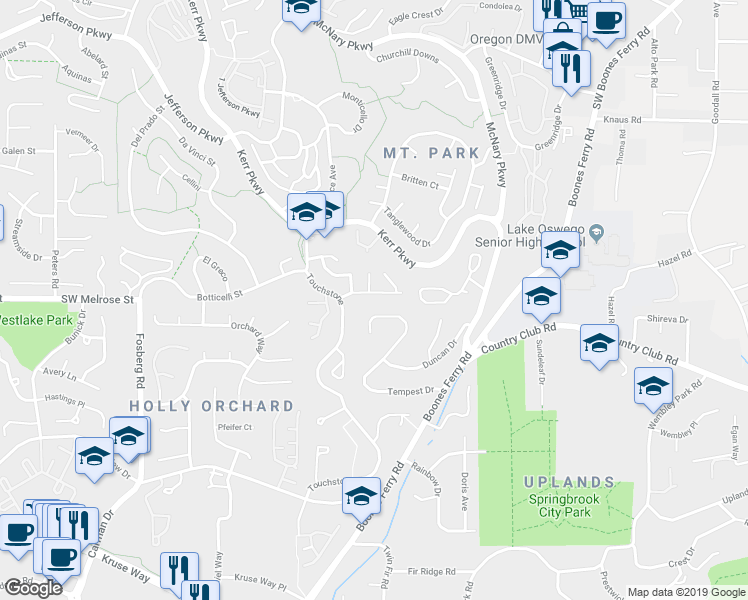 map of restaurants, bars, coffee shops, grocery stores, and more near 16 Wheatherstone in Lake Oswego