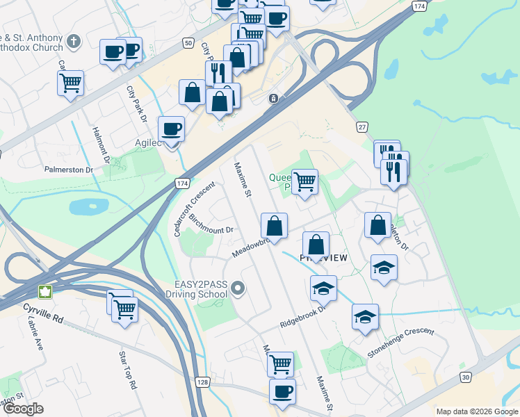 map of restaurants, bars, coffee shops, grocery stores, and more near in Ottawa
