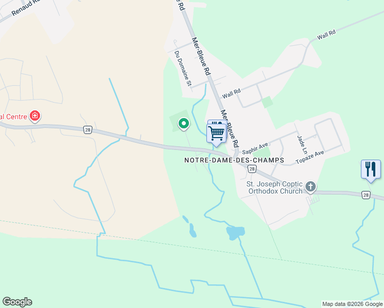 map of restaurants, bars, coffee shops, grocery stores, and more near 3654 Navan Road in Ottawa