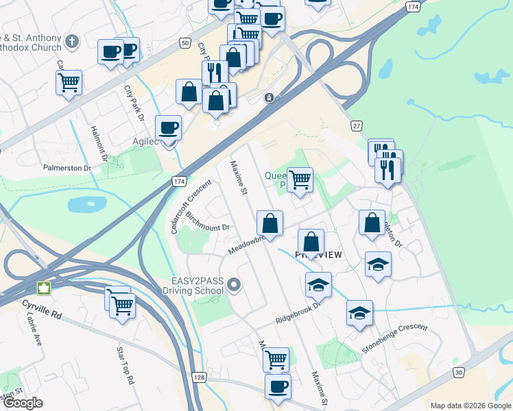 map of restaurants, bars, coffee shops, grocery stores, and more near 1380 Aurele Street in Ottawa