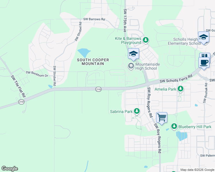 map of restaurants, bars, coffee shops, grocery stores, and more near 17811 Southwest Scholls Ferry Road in Beaverton