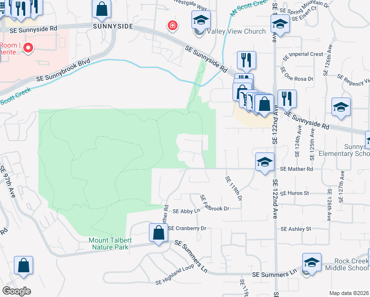 map of restaurants, bars, coffee shops, grocery stores, and more near 11523 Southeast Hidalgo Court in Clackamas