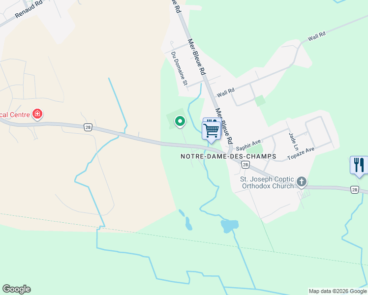 map of restaurants, bars, coffee shops, grocery stores, and more near 3652 Ottawa 28 in Ottawa