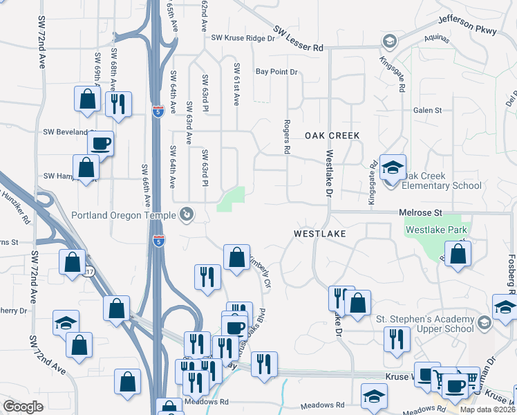 map of restaurants, bars, coffee shops, grocery stores, and more near 5996 Suncreek Drive in Lake Oswego