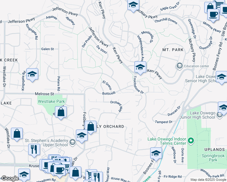 map of restaurants, bars, coffee shops, grocery stores, and more near 1 El Greco in Lake Oswego