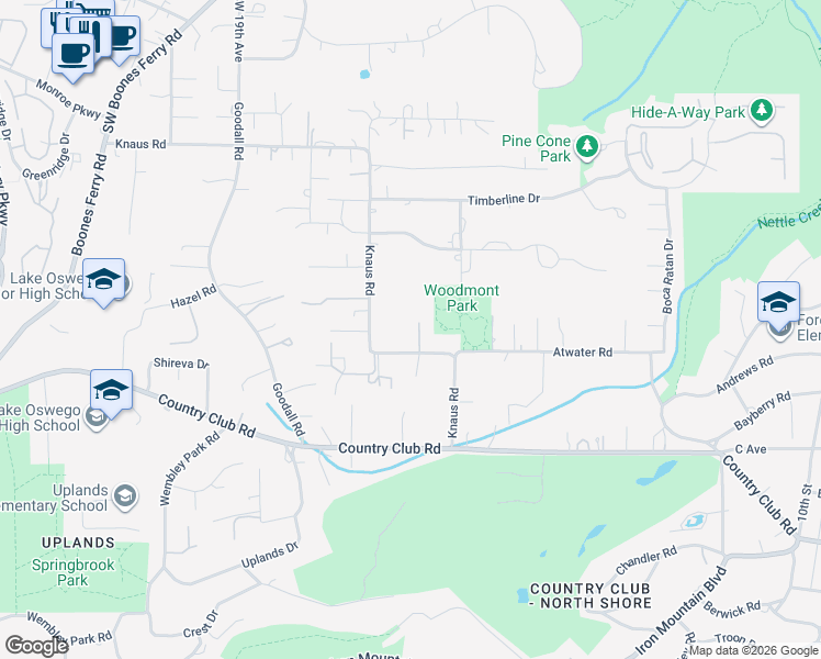 map of restaurants, bars, coffee shops, grocery stores, and more near 13756 Knaus Road in Lake Oswego