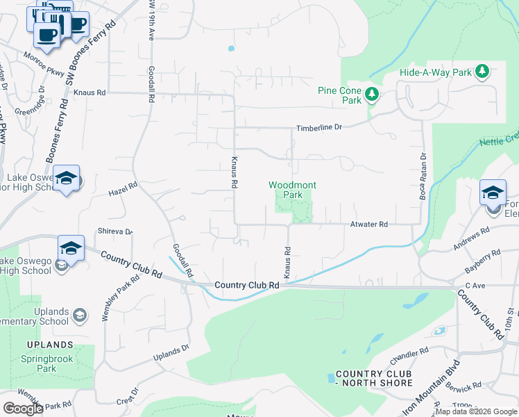 map of restaurants, bars, coffee shops, grocery stores, and more near 13756 Knaus Road in Lake Oswego