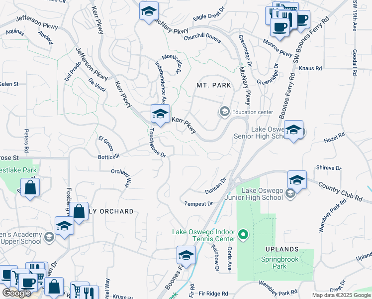map of restaurants, bars, coffee shops, grocery stores, and more near 16 Wheatherstone in Lake Oswego