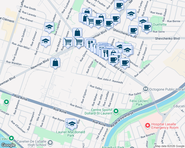 map of restaurants, bars, coffee shops, grocery stores, and more near 8846 Rue Paquette in Montréal