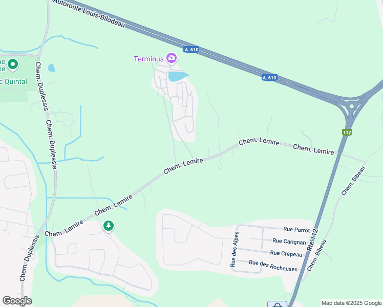 map of restaurants, bars, coffee shops, grocery stores, and more near 2405 Chemin Lemire in Sherbrooke