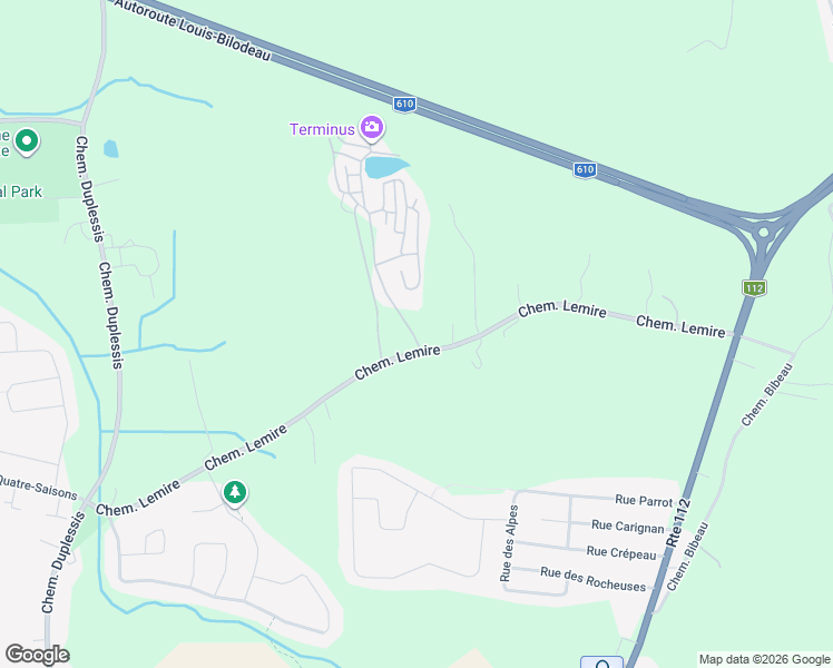 map of restaurants, bars, coffee shops, grocery stores, and more near 2405 Chemin Lemire in Sherbrooke