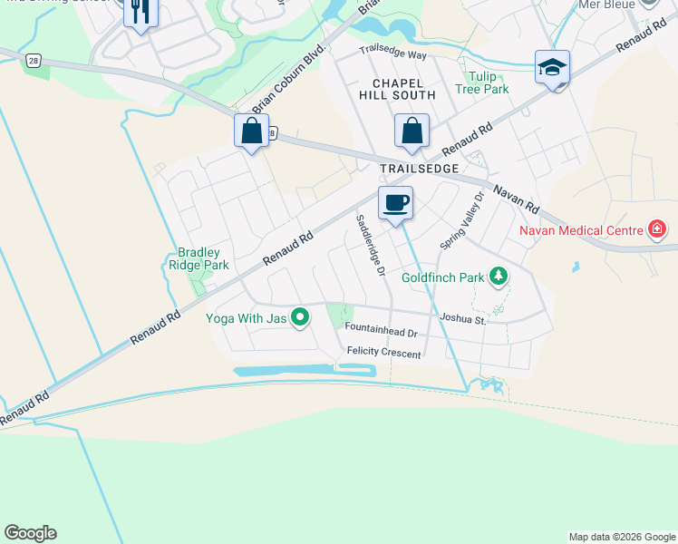 map of restaurants, bars, coffee shops, grocery stores, and more near in Ottawa