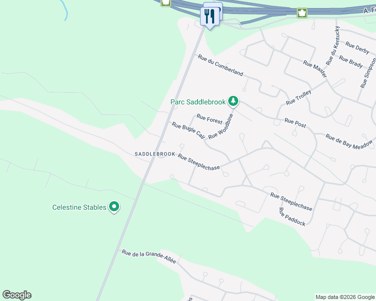 map of restaurants, bars, coffee shops, grocery stores, and more near 2404 Place du Rodeo in Montérégie
