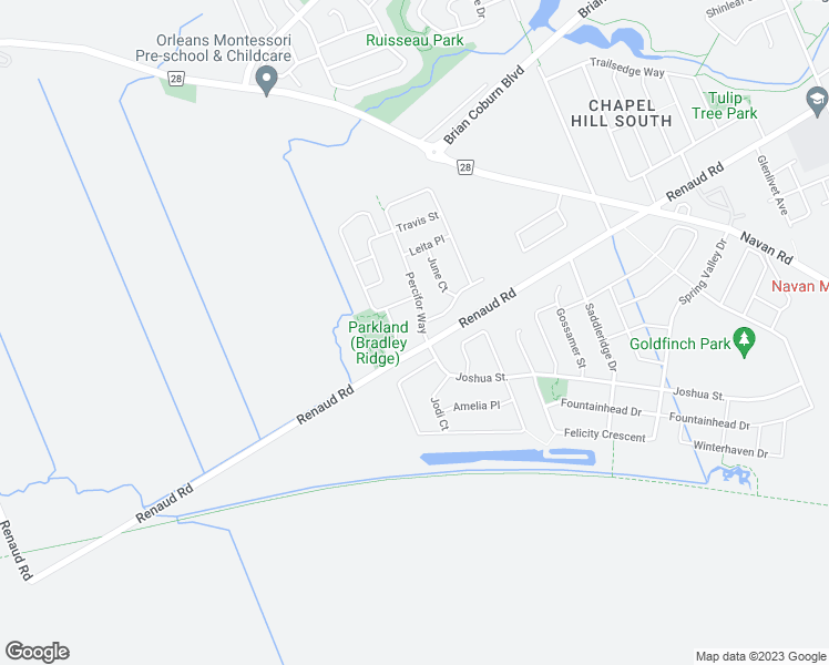 map of restaurants, bars, coffee shops, grocery stores, and more near 860 Percifor Way in Ottawa