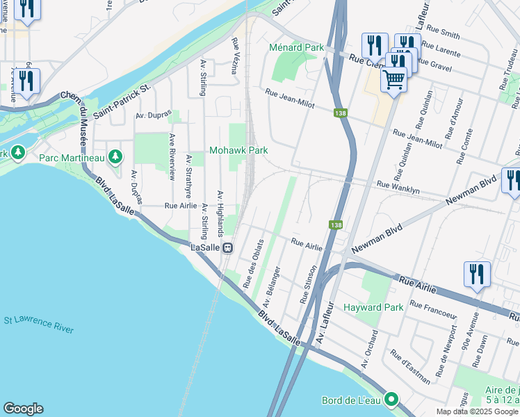 map of restaurants, bars, coffee shops, grocery stores, and more near 219 Rue Maria in Montréal