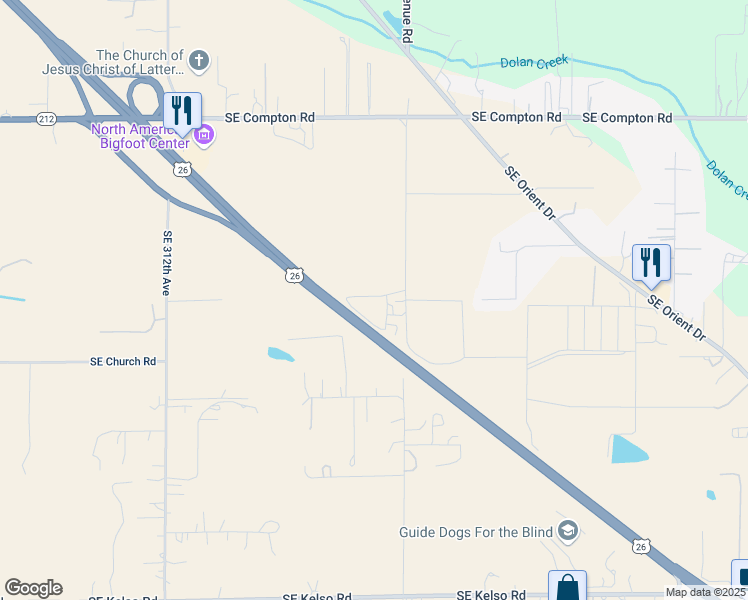 map of restaurants, bars, coffee shops, grocery stores, and more near 31999 U.S. 26 in Boring