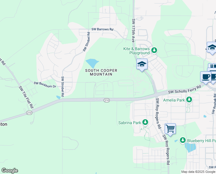 map of restaurants, bars, coffee shops, grocery stores, and more near 17811 Oregon 210 in Beaverton