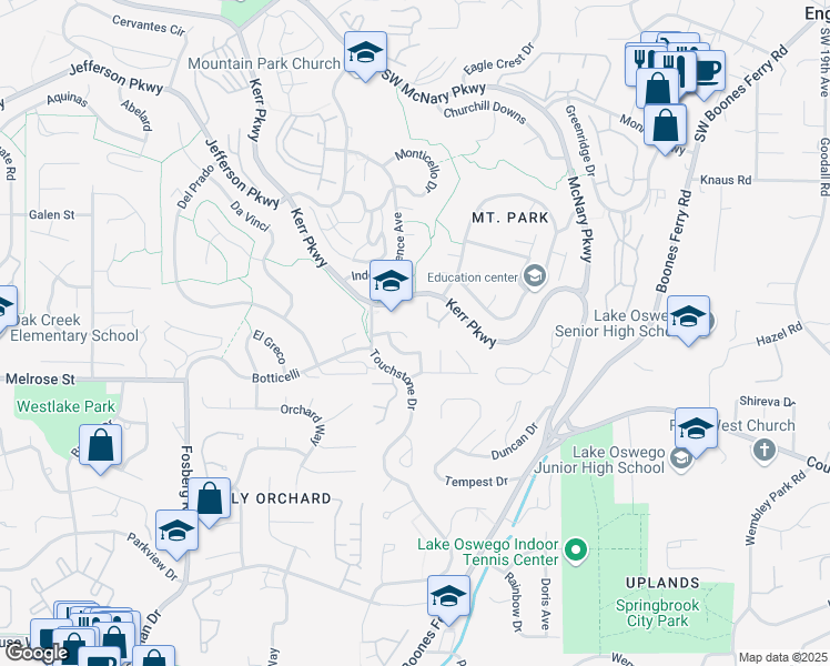 map of restaurants, bars, coffee shops, grocery stores, and more near 4 Touchstone in Lake Oswego